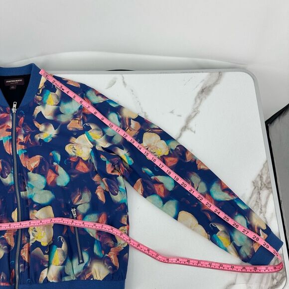 Artsy Silk Blend Floral Bomber Jacket Blue Yellow Size L Fairy Art to Wear - Picture 6 of 10